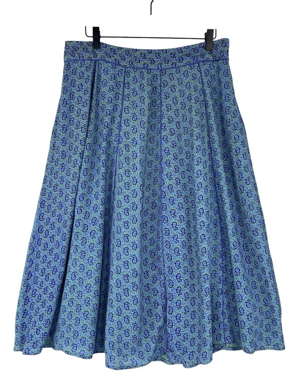 Vintage April Cornell Paisley Midi Skirt S Blue Green 90s Cottagecore Feminine